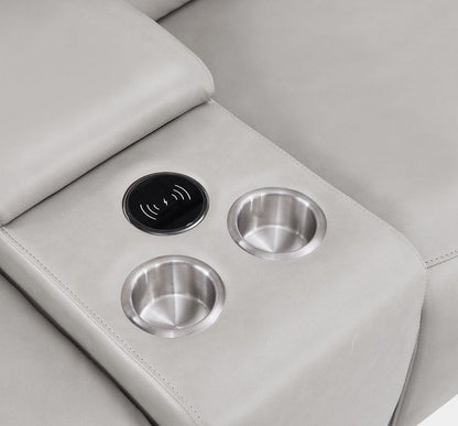 Two Piece Ash Gray Genuine Leather Five Person Seating Set