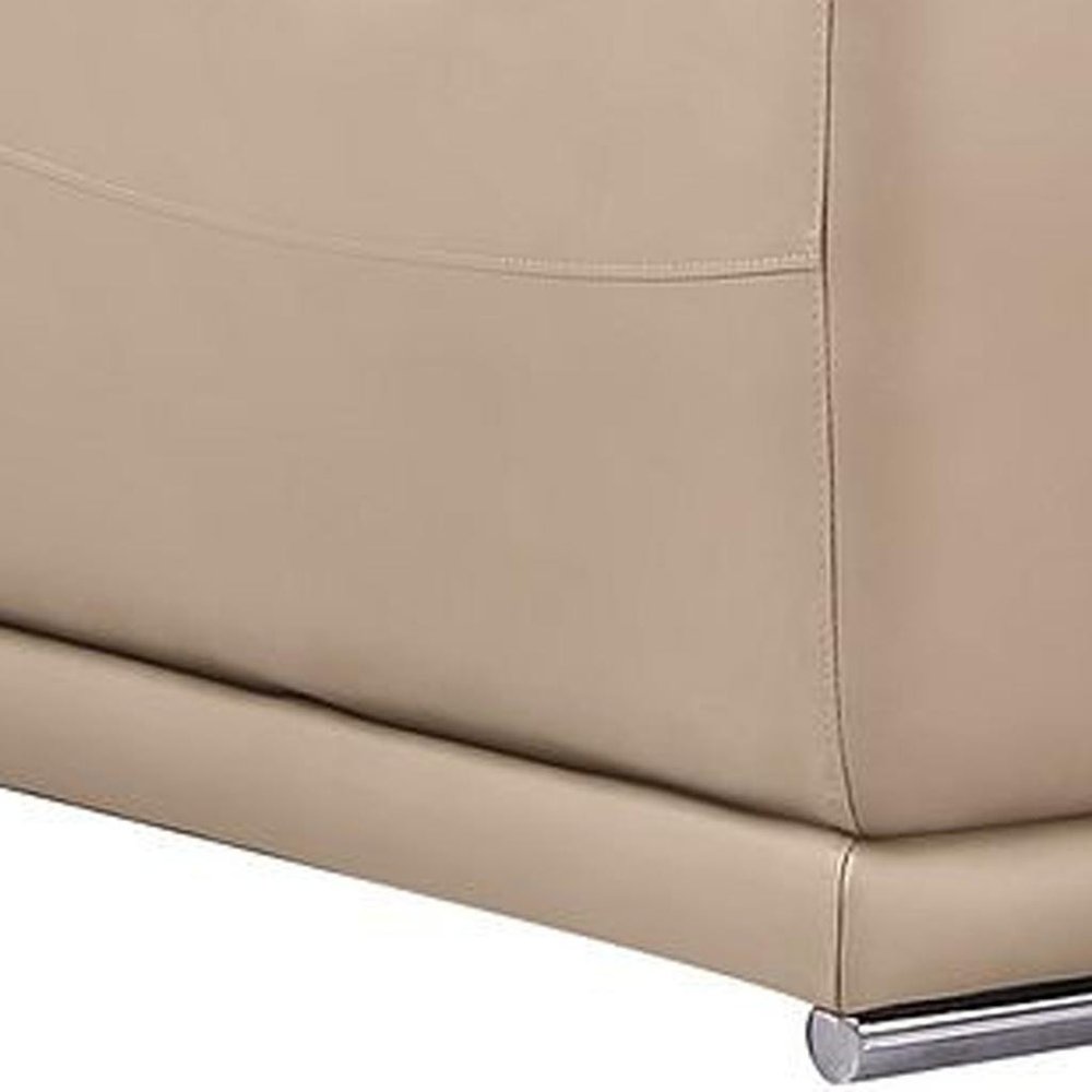 Three Piece Beige Genuine Leather Six Person Seating Set — view 4