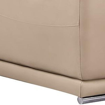 Three Piece Beige Genuine Leather Six Person Seating Set