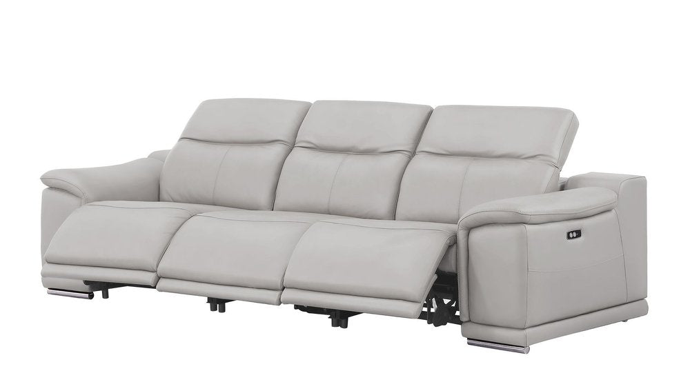 Three Piece Ash Gray Genuine Leather Six Person Seating Set — view 6