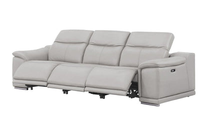 Three Piece Ash Gray Genuine Leather Six Person Seating Set