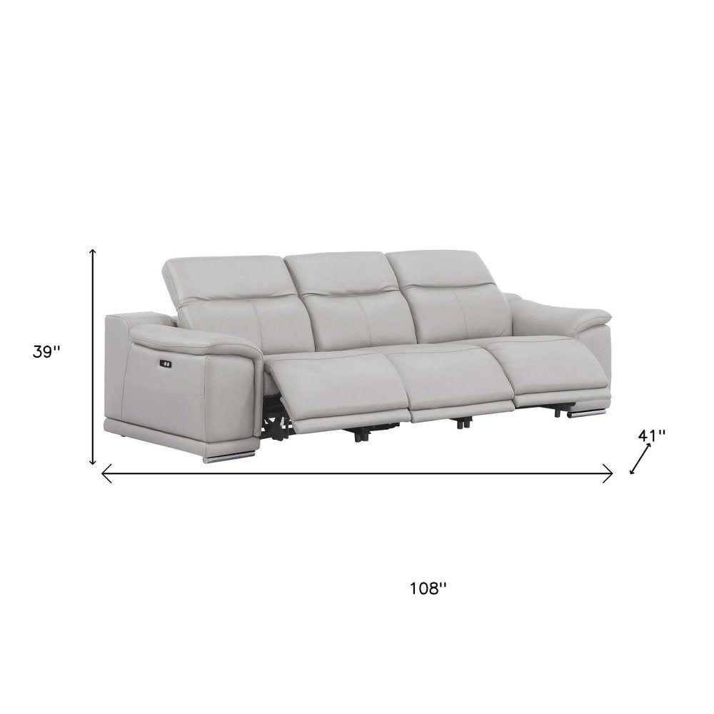 Three Piece Ash Gray Genuine Leather Six Person Seating Set — view 7