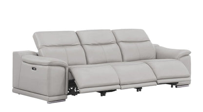 Three Piece Ash Gray Genuine Leather Six Person Seating Set