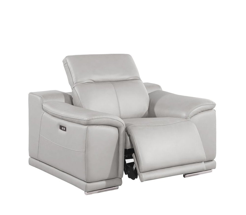 Three Piece Ash Gray Genuine Leather Six Person Seating Set — view 3