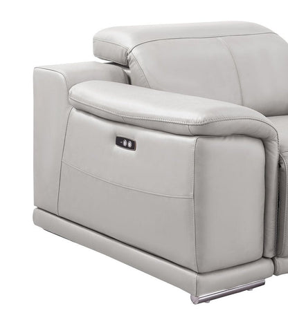 Three Piece Ash Gray Genuine Leather Six Person Seating Set