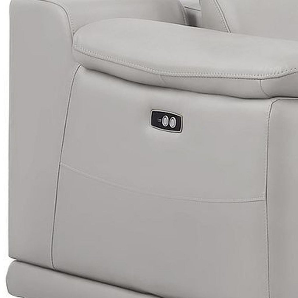 Three Piece Ash Gray Genuine Leather Six Person Seating Set — view 5