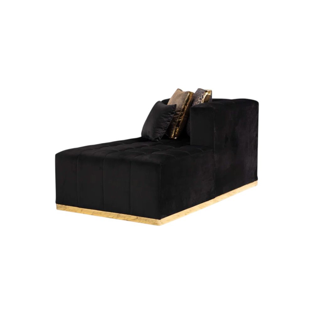 Black Velvet U Shaped Three Piece Sofa and Chaise Sectional With Toss Pillows HomeRoots