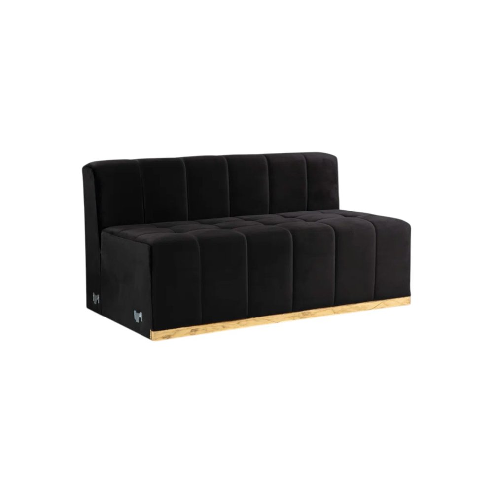 Black Velvet U Shaped Three Piece Sofa and Chaise Sectional With Toss Pillows HomeRoots