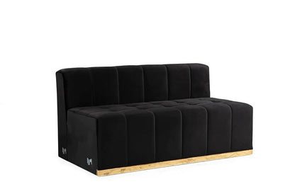 Black Velvet U Shaped Three Piece Sofa and Chaise Sectional With Toss Pillows HomeRoots