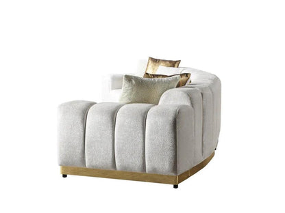 Gold And White Velvet Curved Three Piece Sectional With Toss Pillows HomeRoots