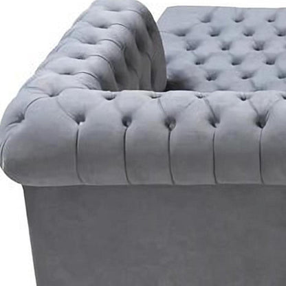 Gray Velvet U Shaped Three Piece Sofa and Chaise Sectional With Toss Pillows HomeRoots
