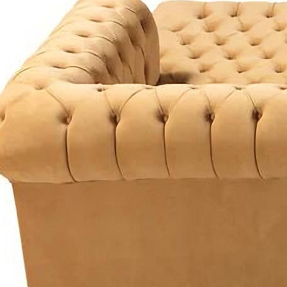 Mustard Velvet U Shaped Three Piece Sofa and Chaise Sectional With Toss Pillows HomeRoots
