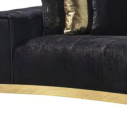 Black Velvet Modular Curved Two Piece Sectional With Toss Pillows HomeRoots