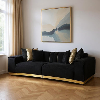 Black Velvet Modular Curved Two Piece Sectional With Toss Pillows HomeRoots