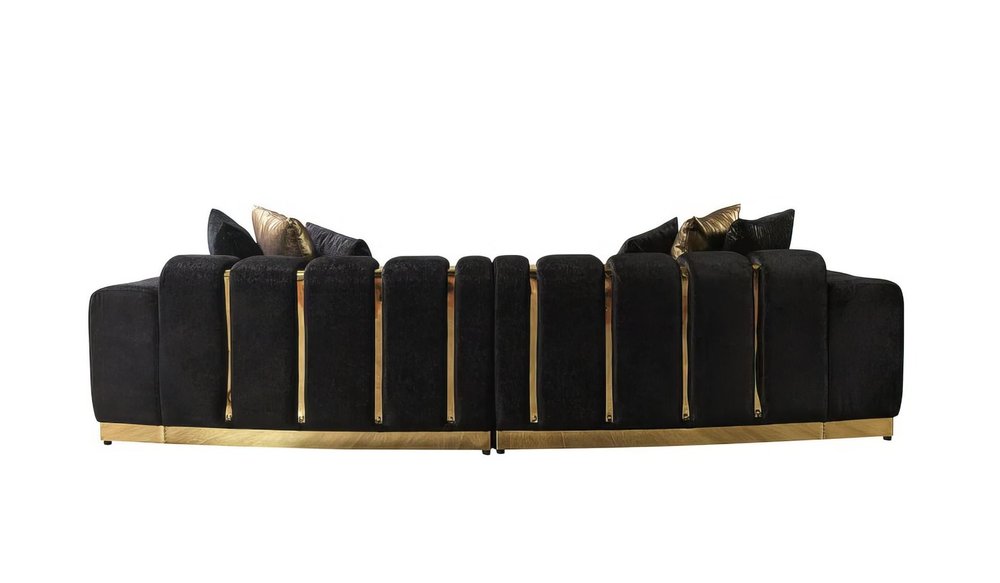 Black Velvet Modular Curved Two Piece Sectional With Toss Pillows HomeRoots
