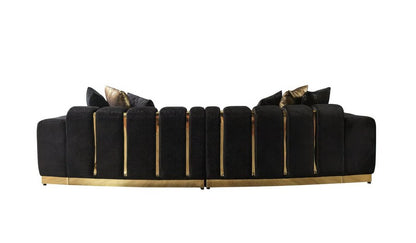 Black Velvet Modular Curved Two Piece Sectional With Toss Pillows HomeRoots