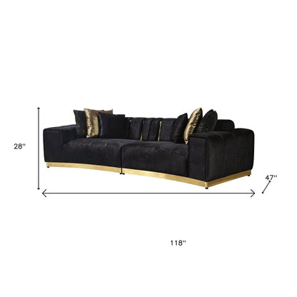 Black Velvet Modular Curved Two Piece Sectional With Toss Pillows HomeRoots