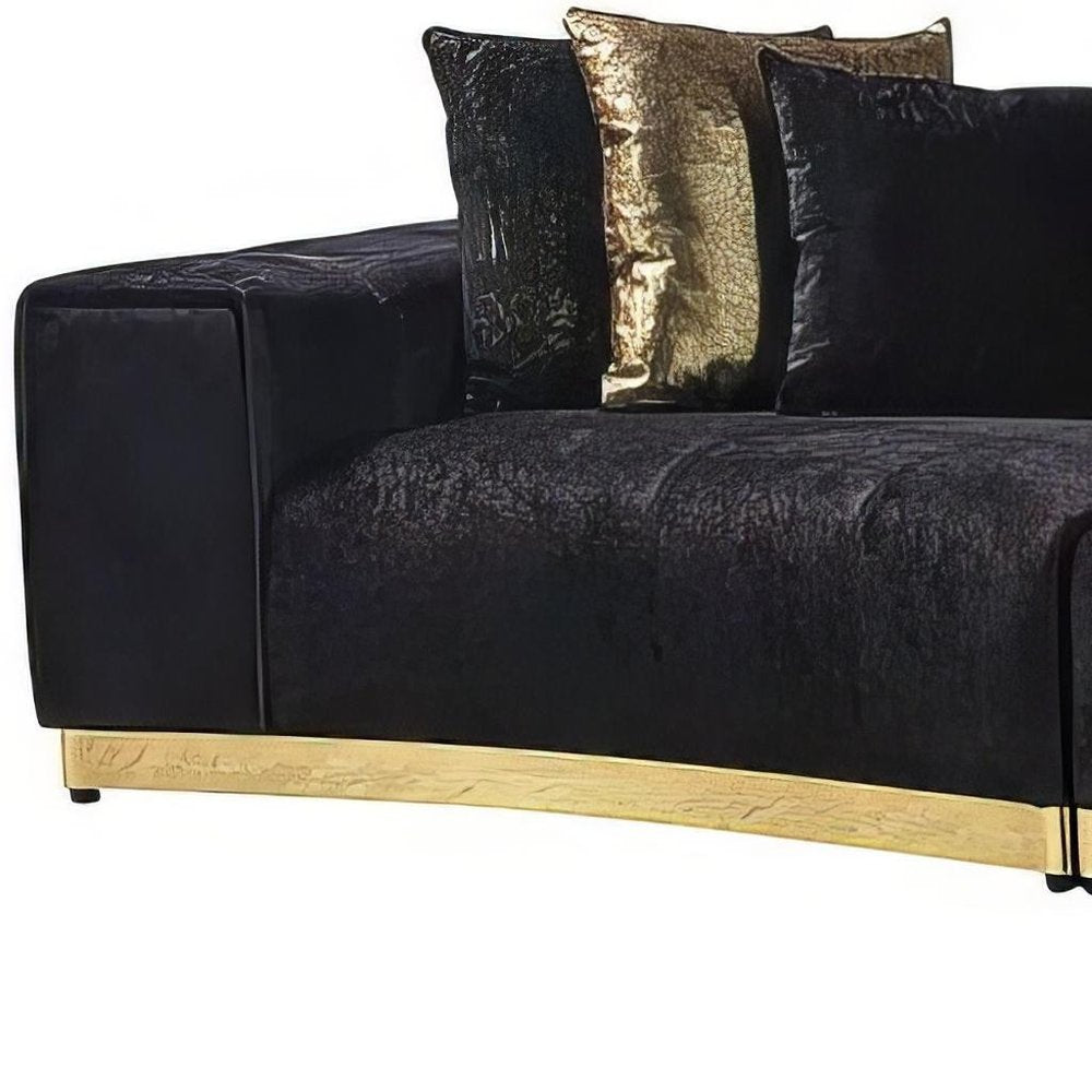 Black Velvet Modular Curved Two Piece Sectional With Toss Pillows HomeRoots