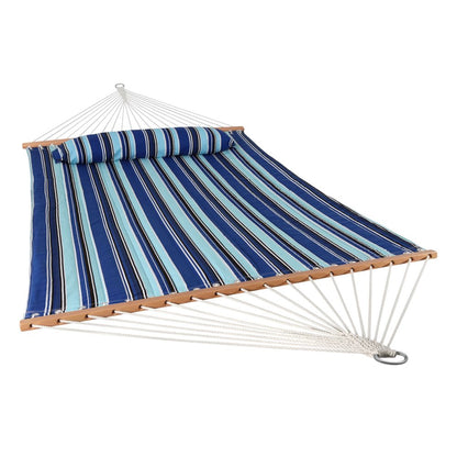 Light Blue And Dark Blue Striped Double Hammock