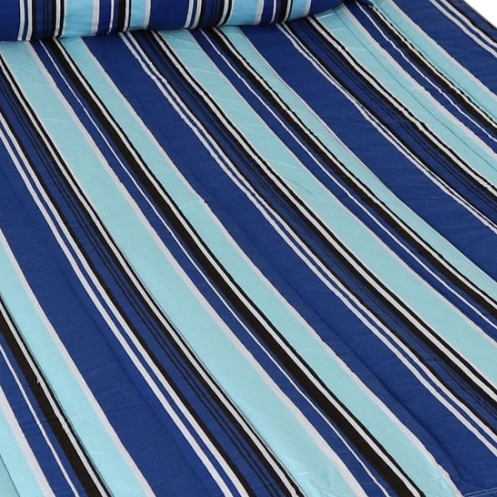 Light Blue And Dark Blue Striped Double Hammock HomeRoots