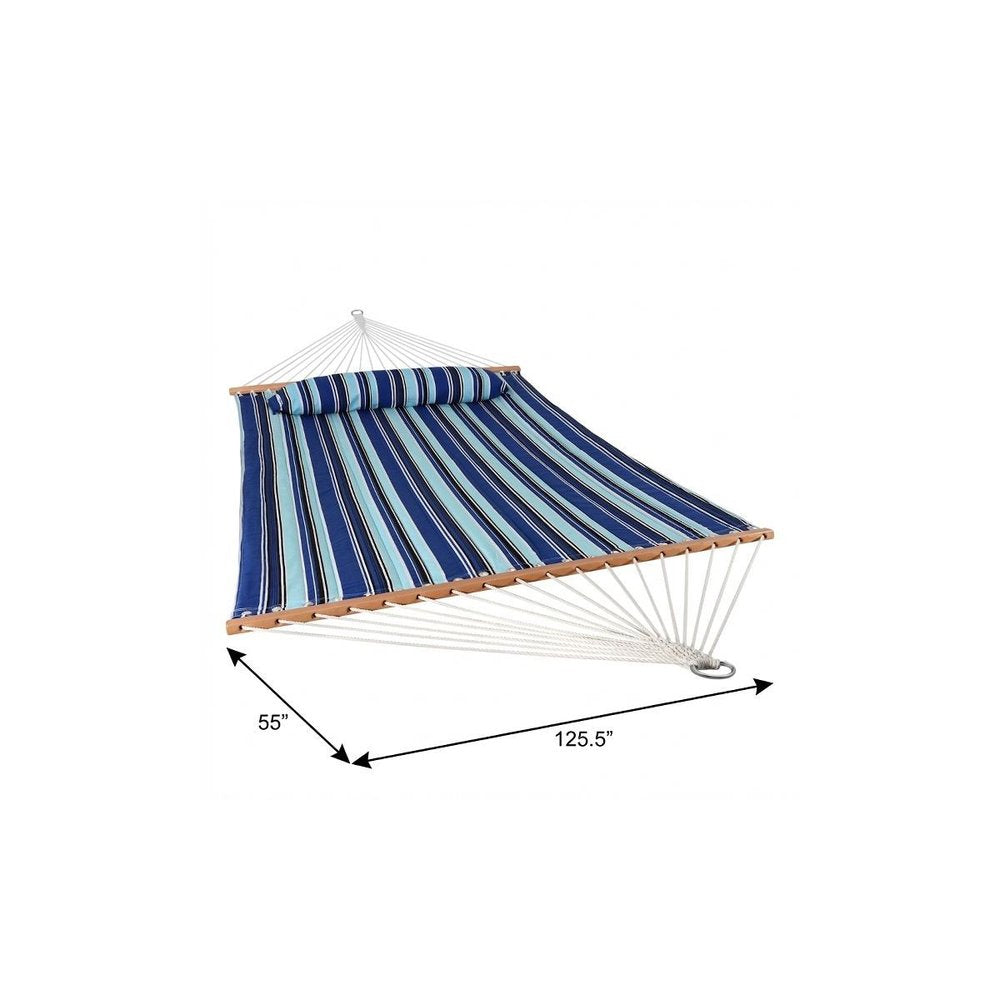 Light Blue And Dark Blue Striped Double Hammock HomeRoots