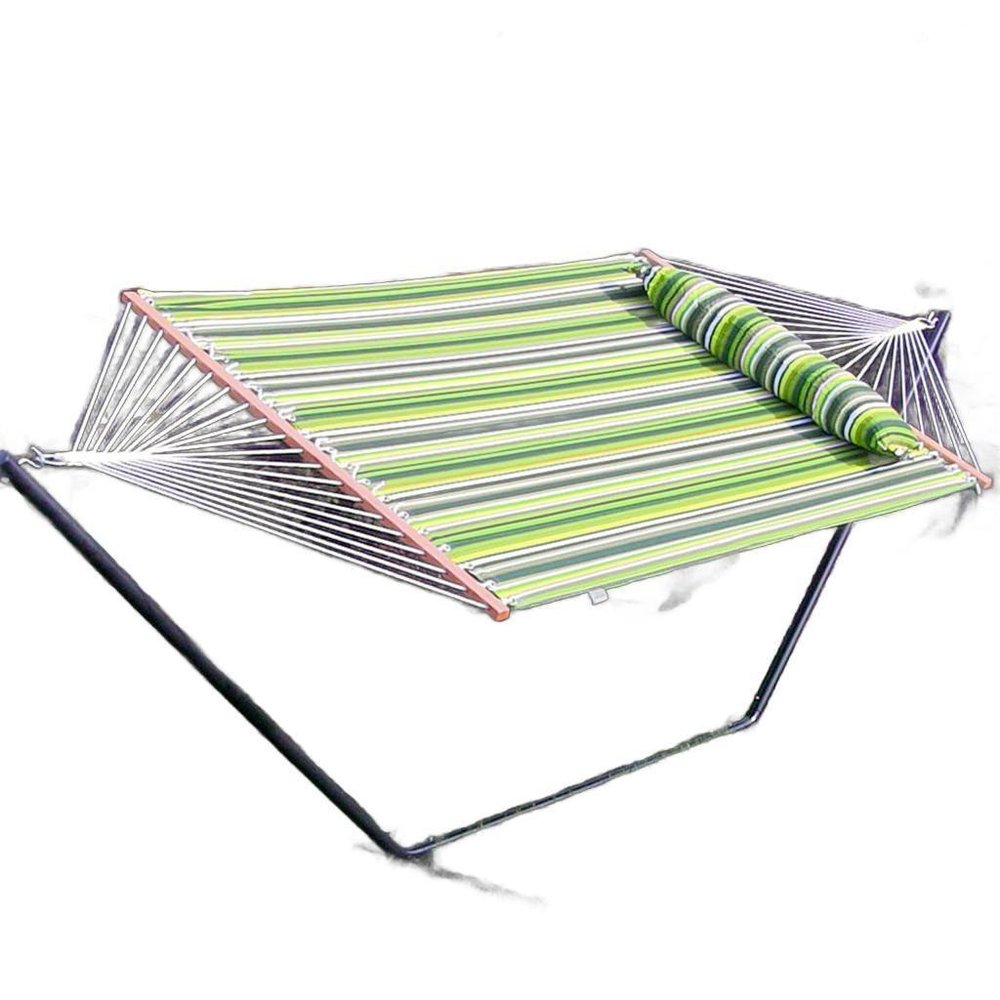 Green And Yellow Striped Double Hammock — view 6