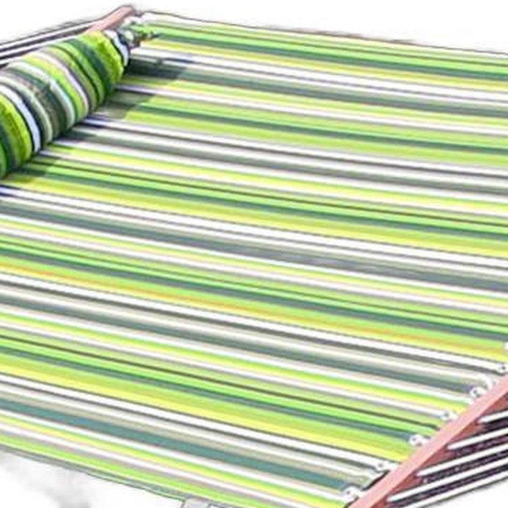 Green And Yellow Striped Double Hammock — view 7