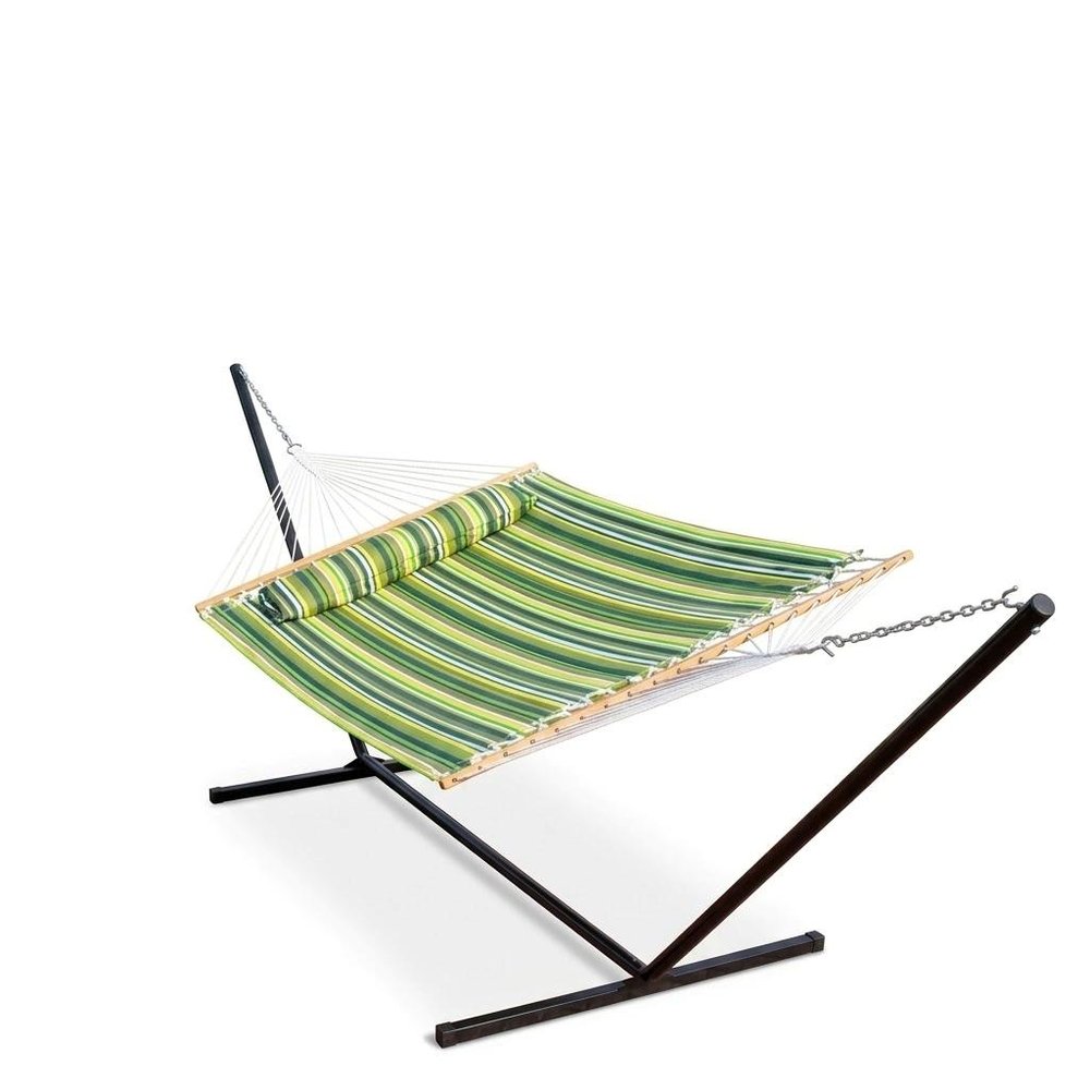 Green And Yellow Striped Double Hammock