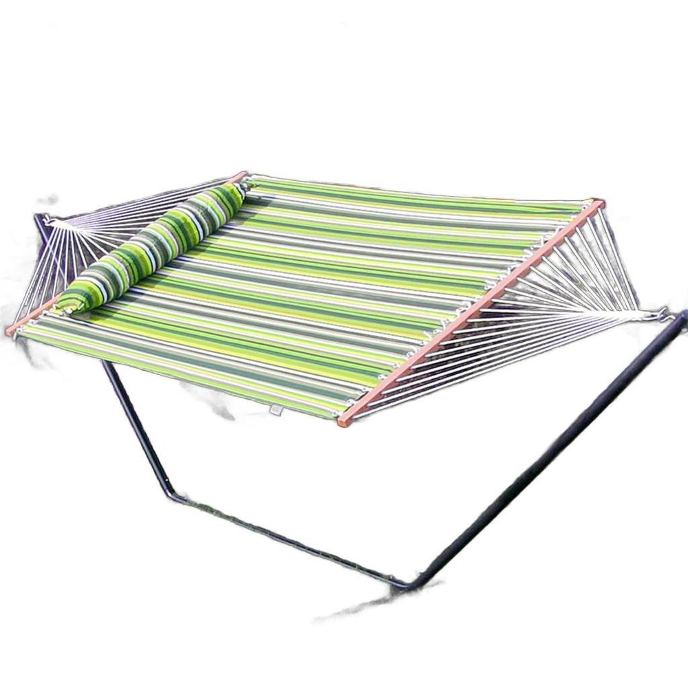 Green And Yellow Striped Double Hammock — view 3