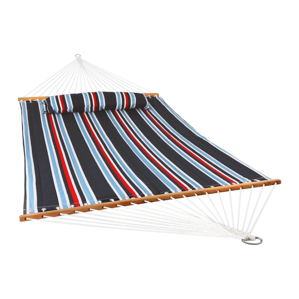 Blue Red And White Striped Double Hammock — view 3