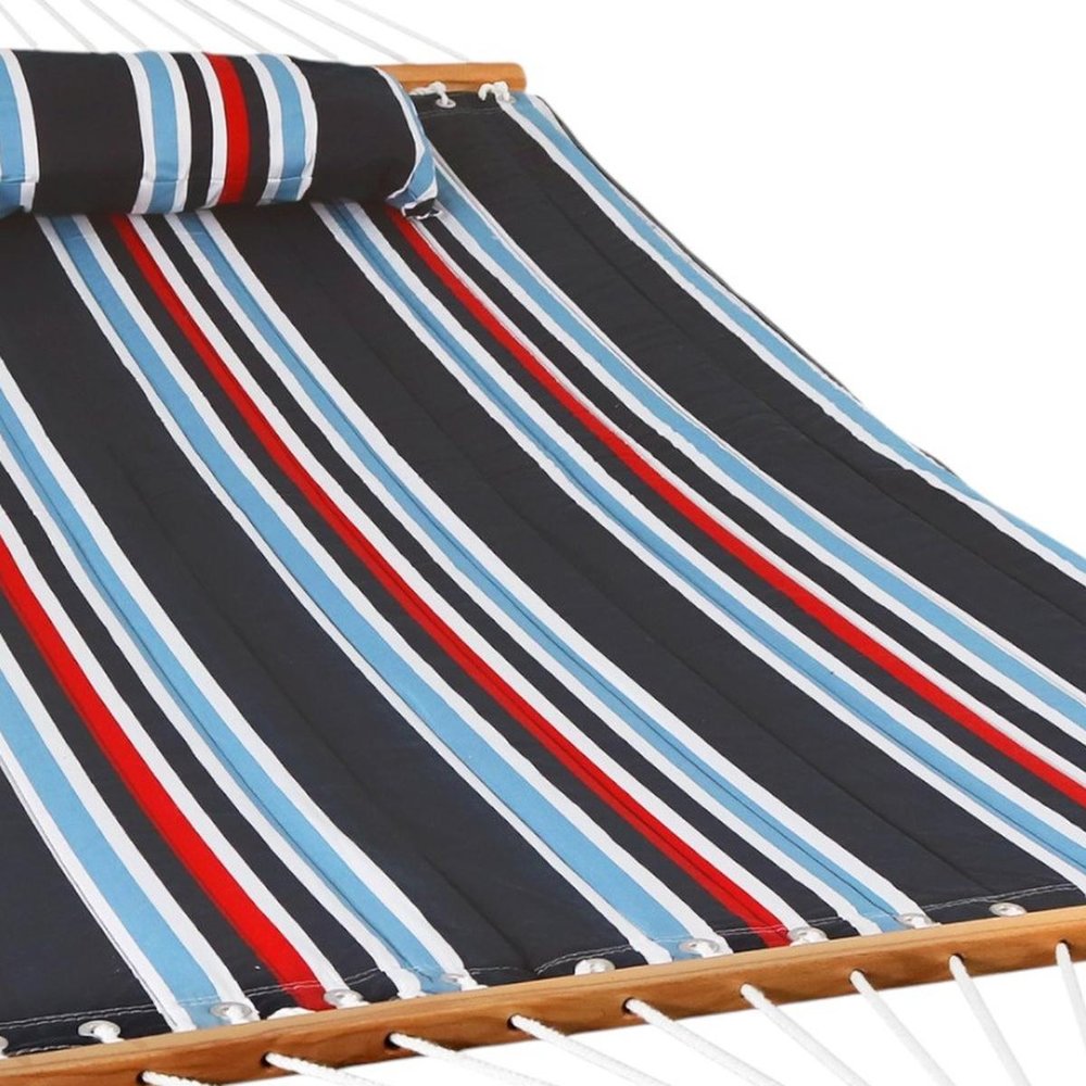 Blue Red And White Striped Double Hammock — view 7