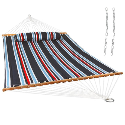 Blue Red And White Striped Double Hammock HomeRoots