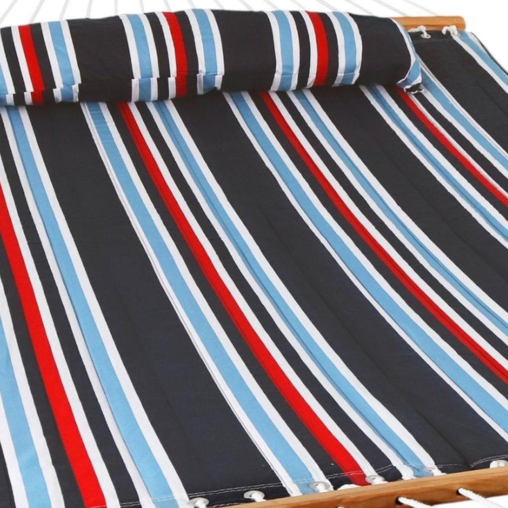 Blue Red And White Striped Double Hammock HomeRoots