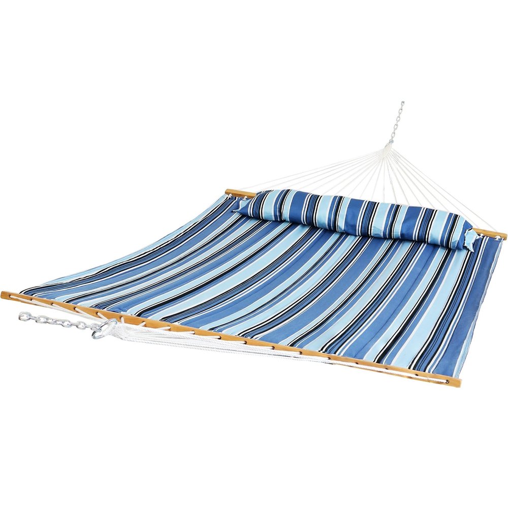 Light Blue And Dark Blue Striped Double Hammock — view 7