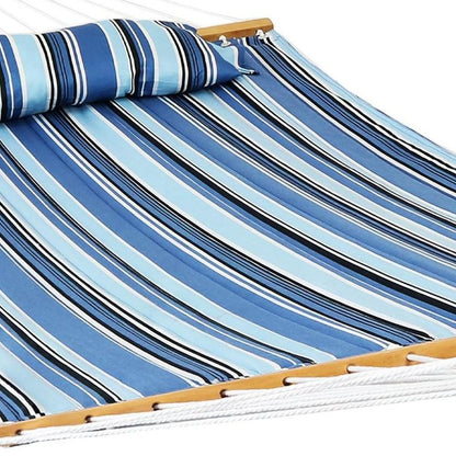 Light Blue And Dark Blue Striped Double Hammock HomeRoots