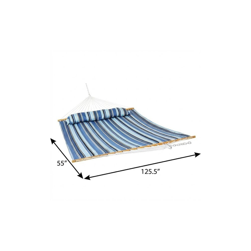 Light Blue And Dark Blue Striped Double Hammock — view 6