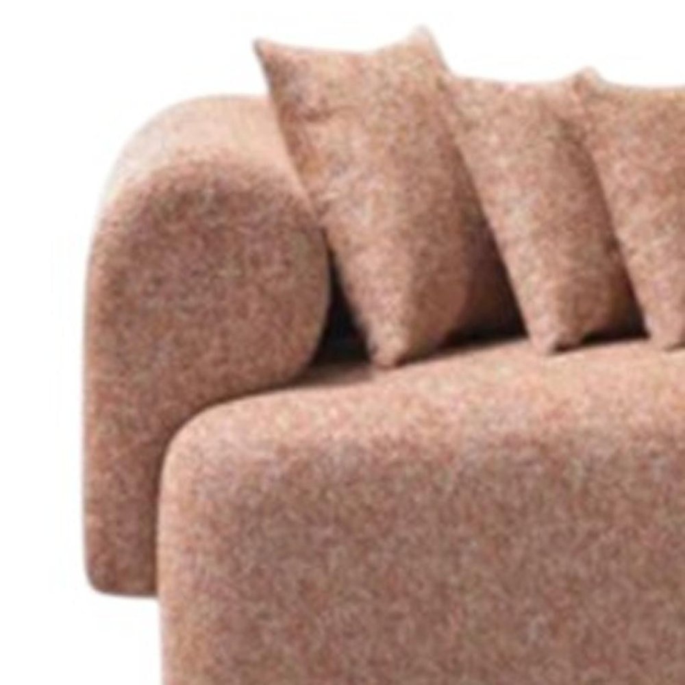 Orange Boucle Modular Curved Three Piece Sectional With Toss Pillows HomeRoots