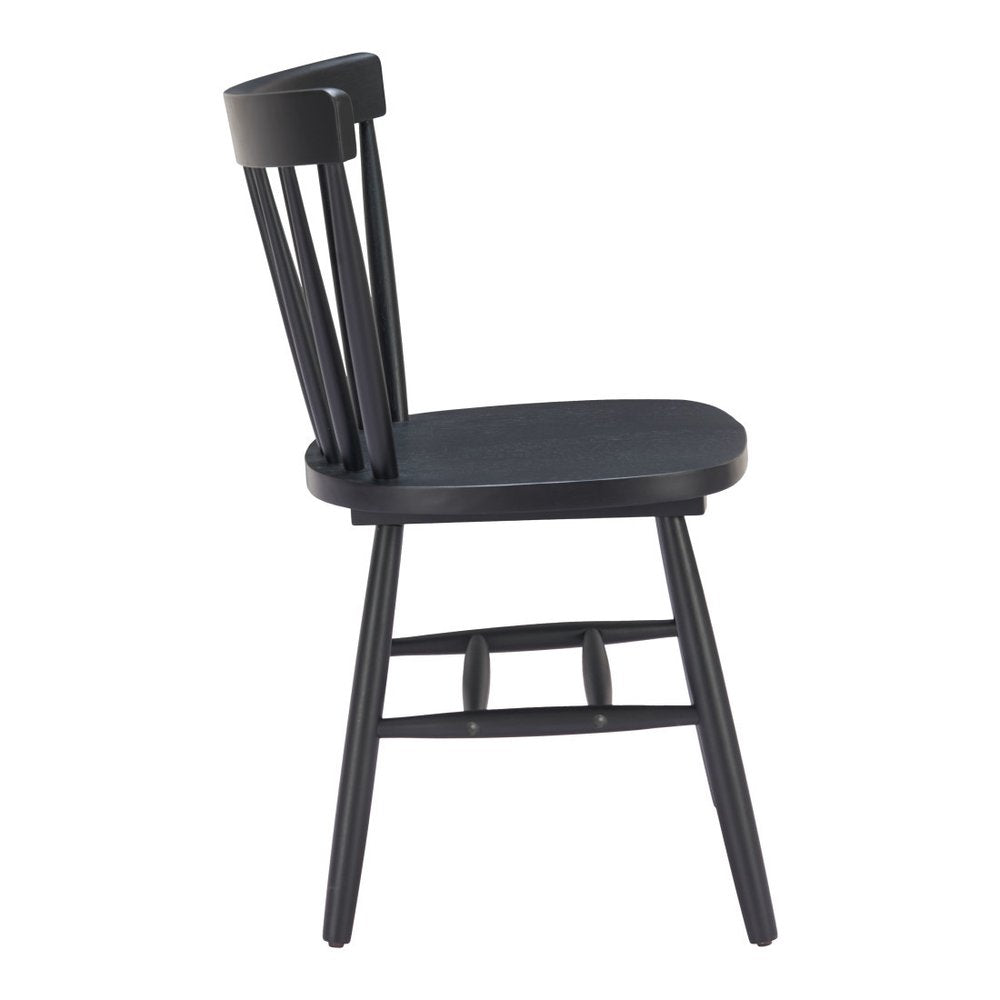 Set of Two Black Solid Wood Windsor Back Dining Side Chairs — view 12