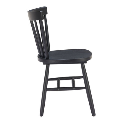 Set of Two Black Solid Wood Windsor Back Dining Side Chairs HomeRoots