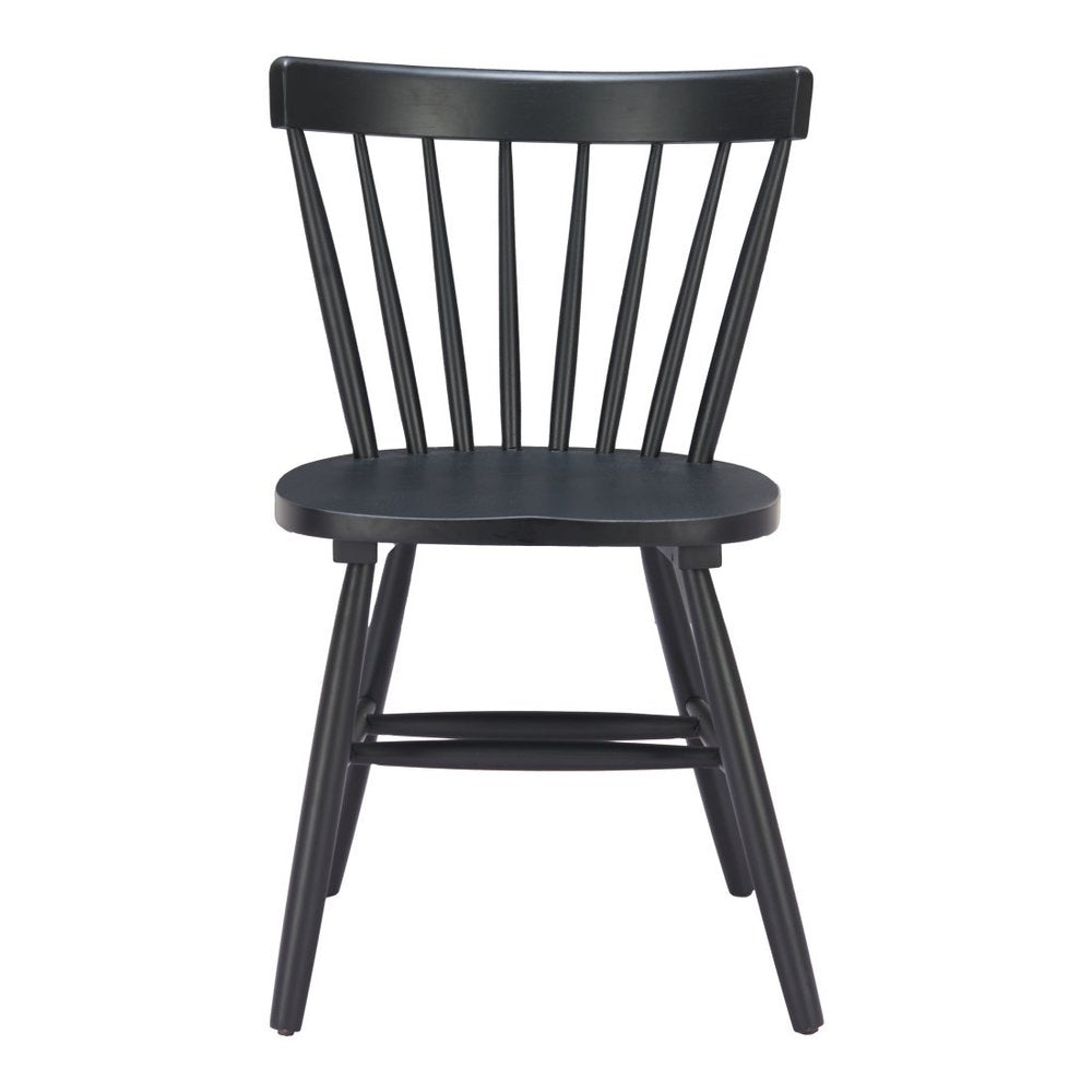Set of Two Black Solid Wood Windsor Back Dining Side Chairs HomeRoots