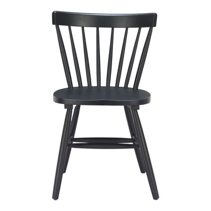 Set of Two Black Solid Wood Windsor Back Dining Side Chairs HomeRoots