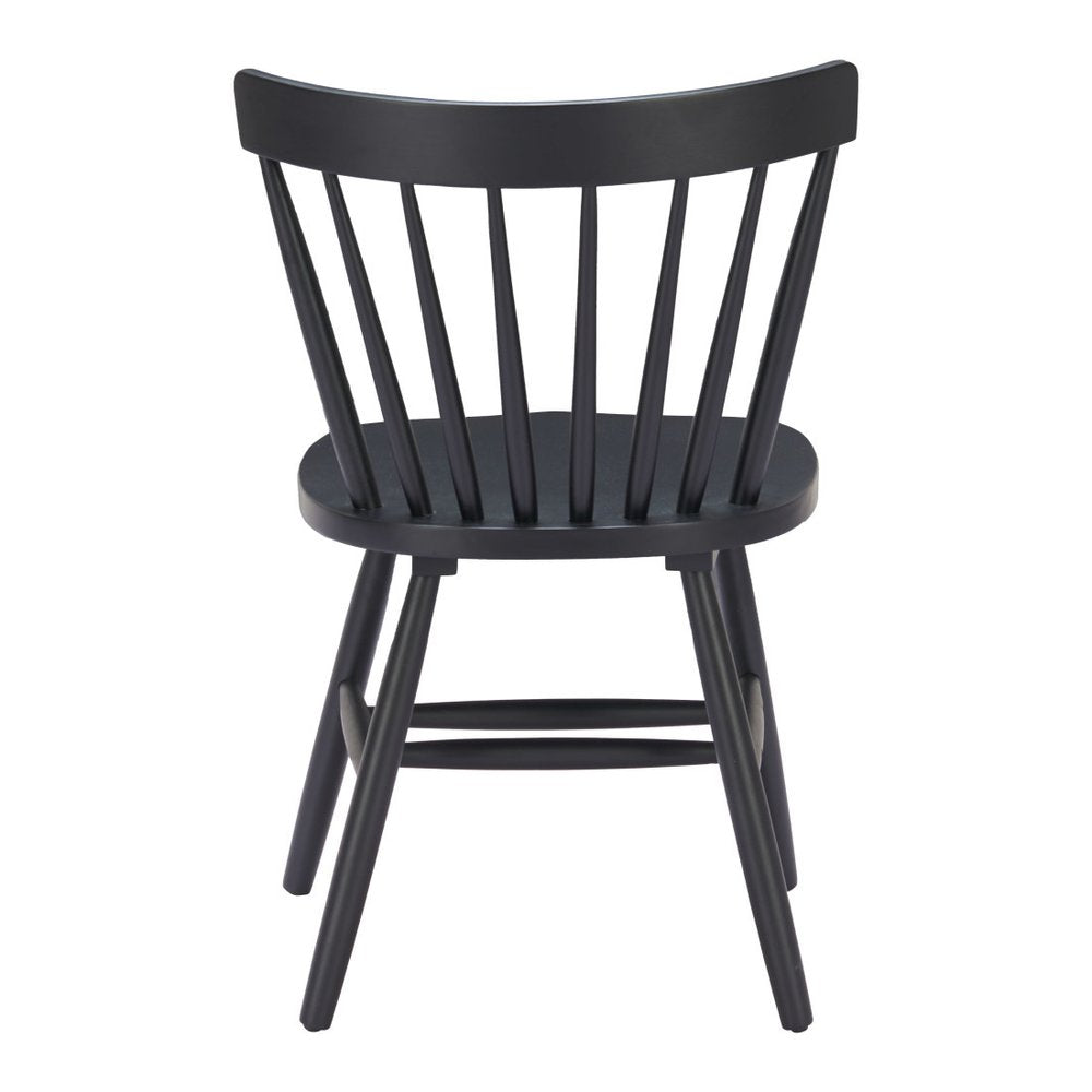 Set of Two Black Solid Wood Windsor Back Dining Side Chairs HomeRoots