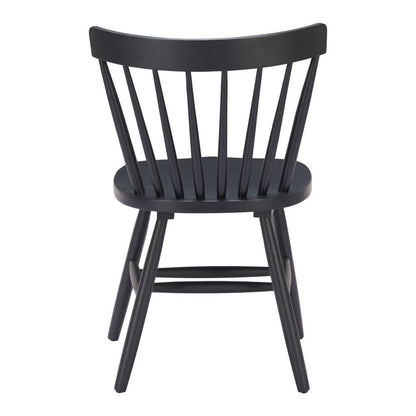 Set of Two Black Solid Wood Windsor Back Dining Side Chairs HomeRoots