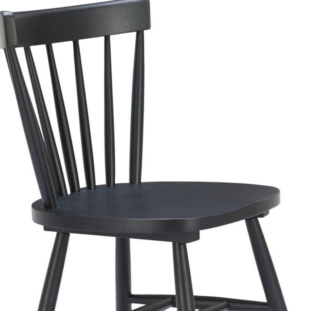 Set of Two Black Solid Wood Windsor Back Dining Side Chairs HomeRoots
