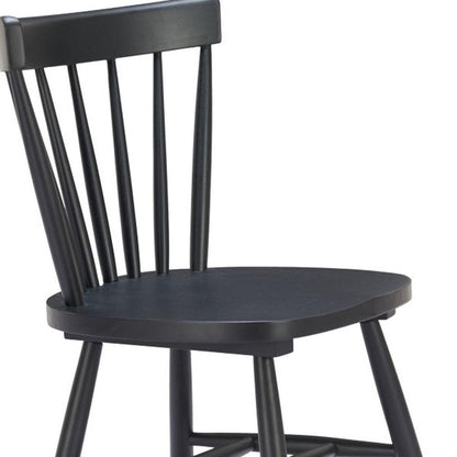 Set of Two Black Solid Wood Windsor Back Dining Side Chairs HomeRoots
