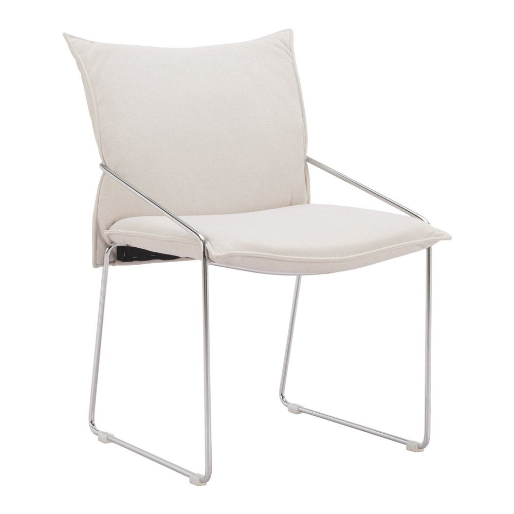 Set of Two Green And Silver Faux Linen And Wood Dining Side Chairs — view 7