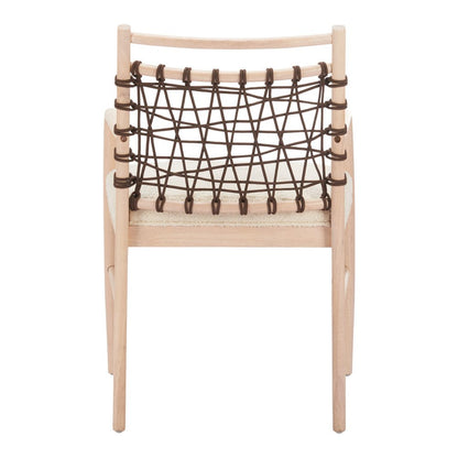 Set of Two Ivory And White Upholstered And Solid Wood Open Back Dining Arm Chairs HomeRoots