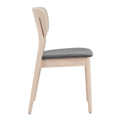 Set of Two Gray And Natural Faux Linen And Wood Open Back Dining Side Chairs HomeRoots