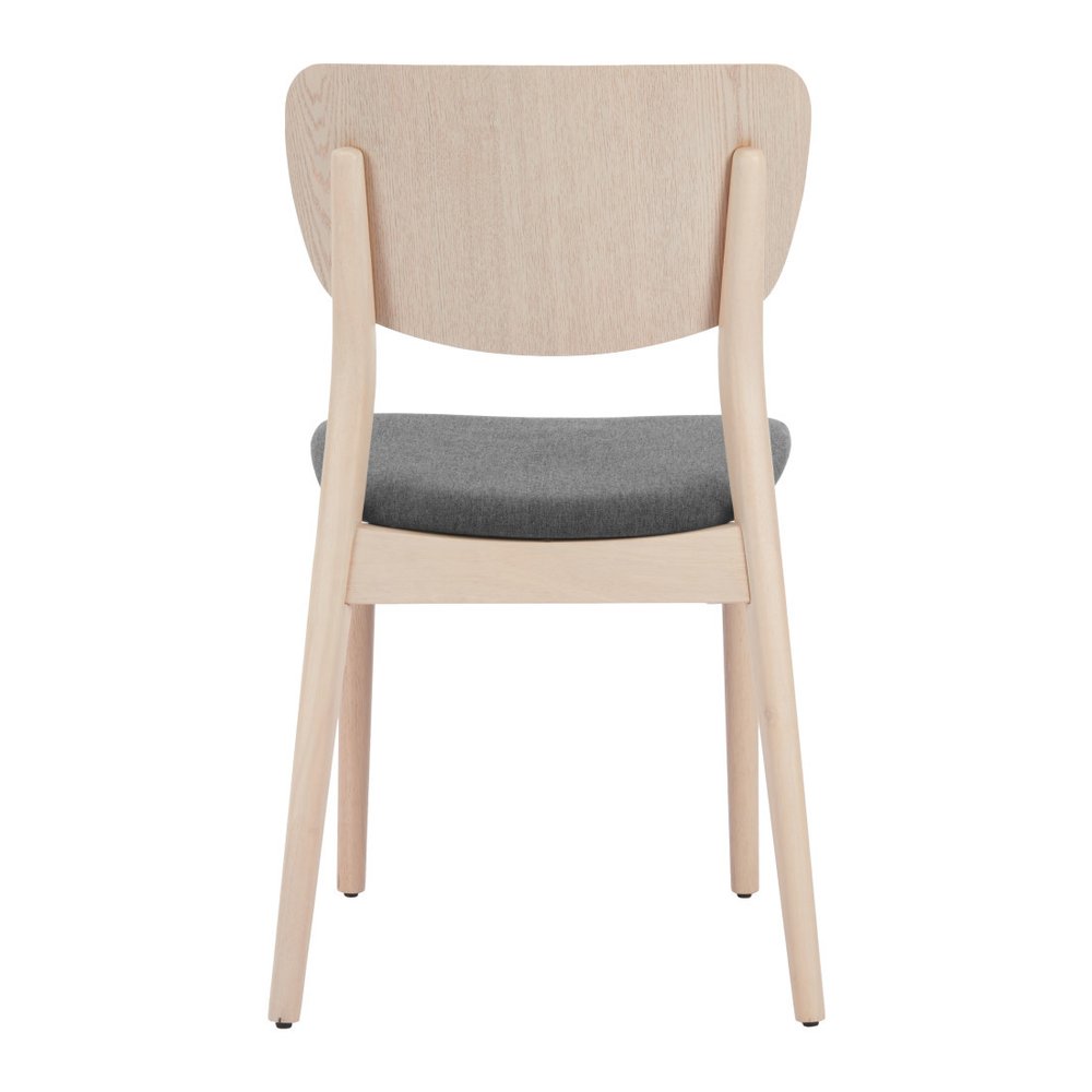 Set of Two Gray And Natural Faux Linen And Wood Open Back Dining Side Chairs — view 6