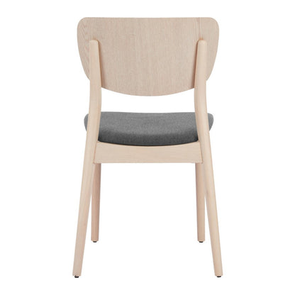 Set of Two Gray And Natural Faux Linen And Wood Open Back Dining Side Chairs HomeRoots